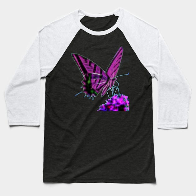 Pink Butterfly T-shirt Baseball T-Shirt by Shynirli